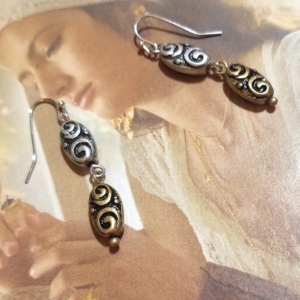 NEW Premier Designs Antiqued Two Tone Dangle Earrings